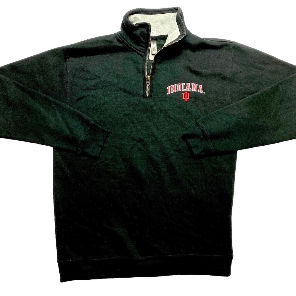 Indiana Hosiers Jacket Mens Small Black Fleece Embroidered Sweatshirt Pullover